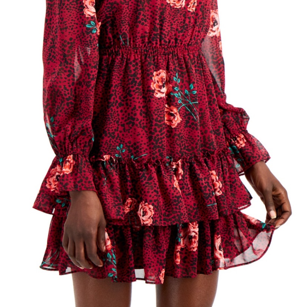 Floral Ruffle Mini Dress. - Picture 4 of 8